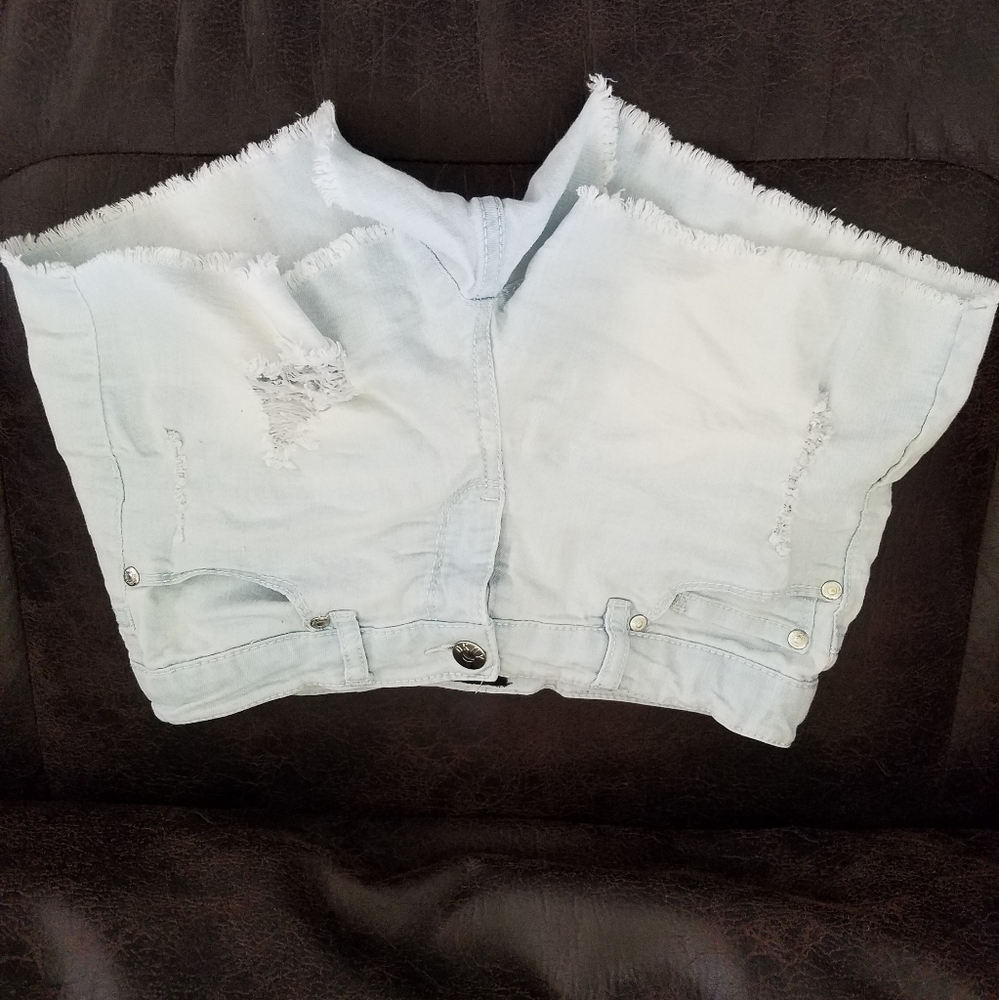 Ripped light washed shorts